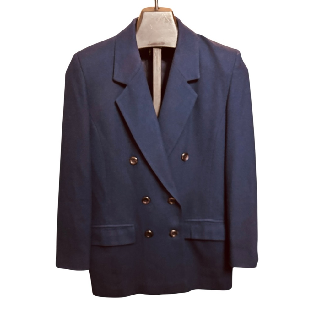 VTG Pendleton Navy Blue Double-Breasted Blazer 100% Wool Womens Size 8 Classic - Picture 3 of 10